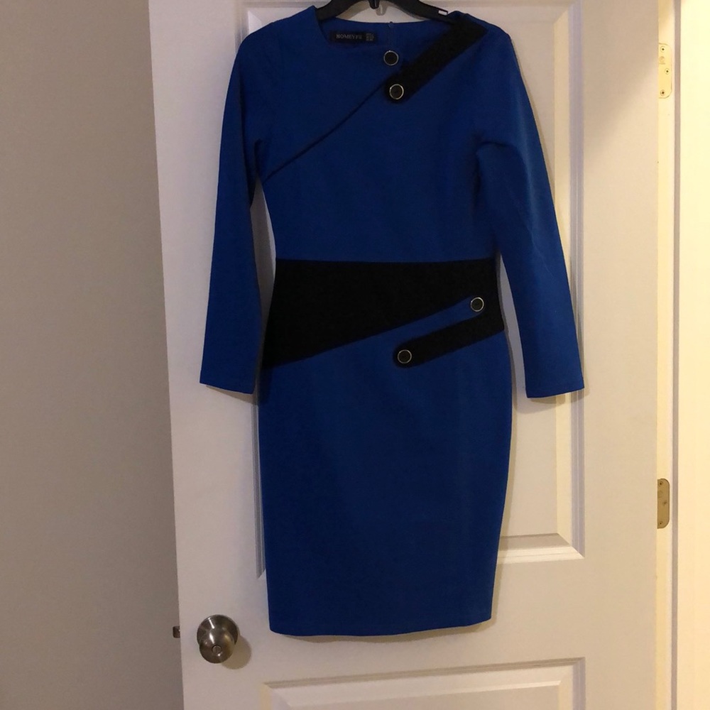 Blue and black dress